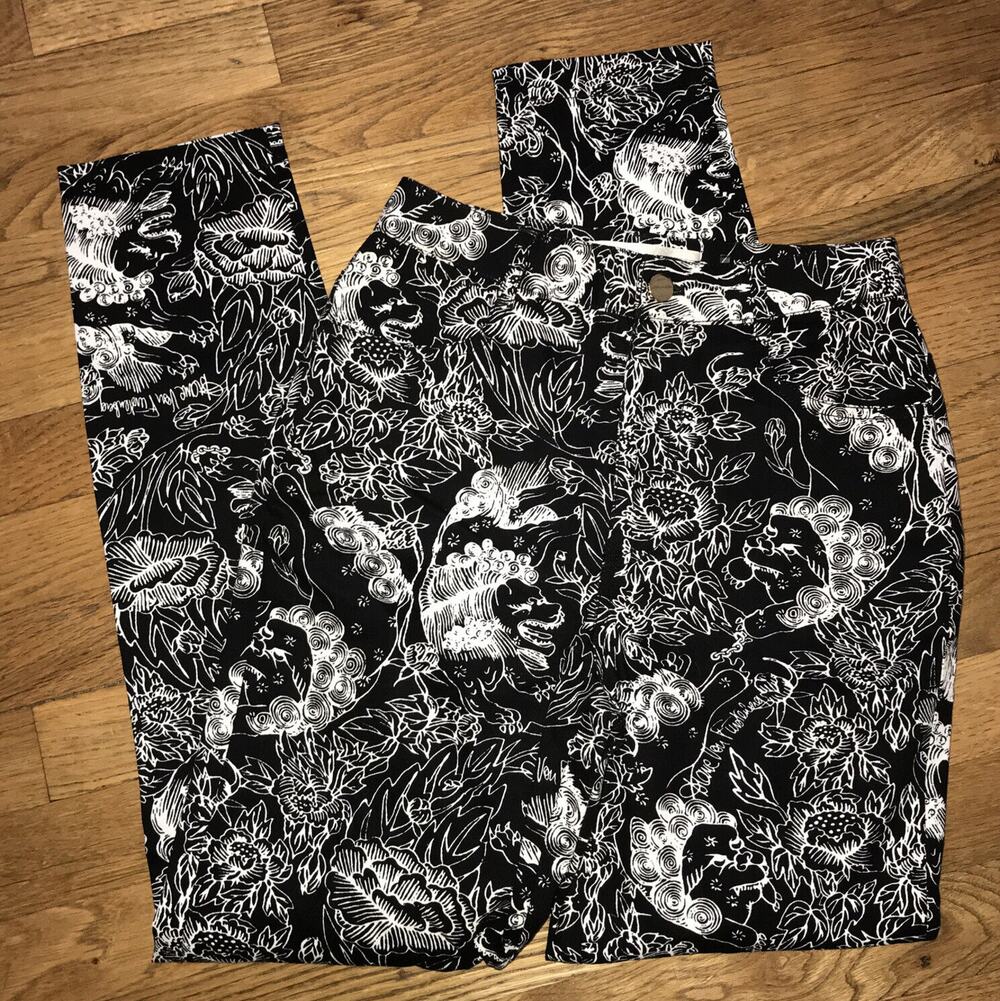womens DIANE VON FURSTENBERG tattoo black LUCA pants size 00 NWT $298 *A3